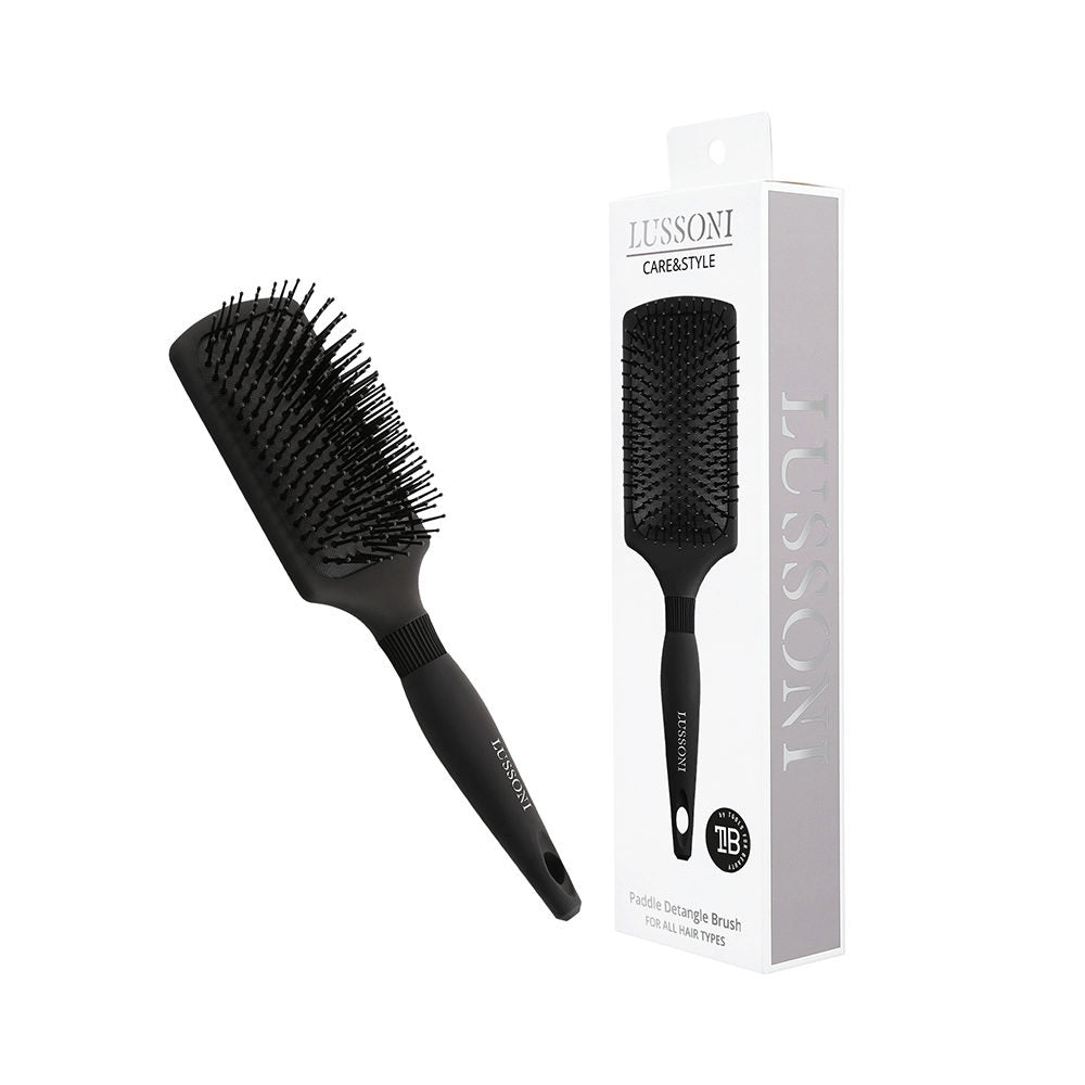 T4B LUSSONI Simple Care Paddle Hairbrush with Removable Sectioning Tip and Nylon Bristles for All Hair Types