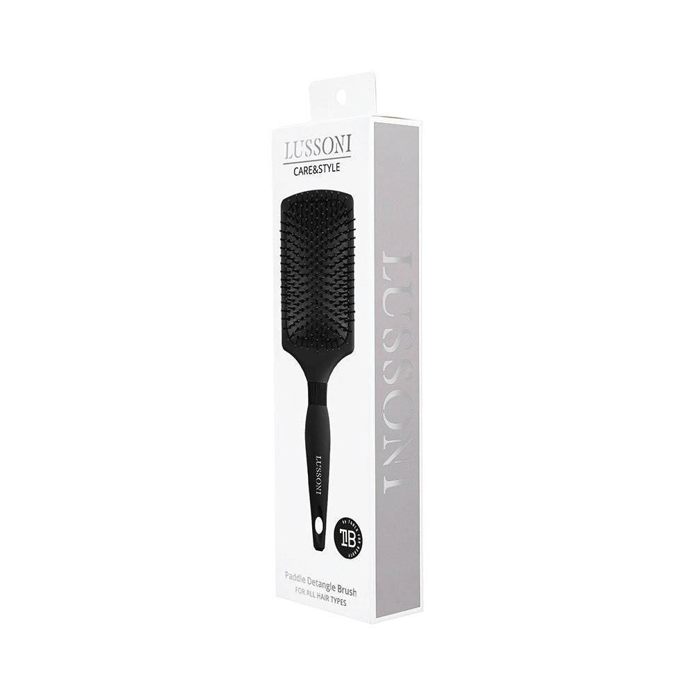 T4B LUSSONI Simple Care Paddle Hairbrush with Removable Sectioning Tip and Nylon Bristles for All Hair Types