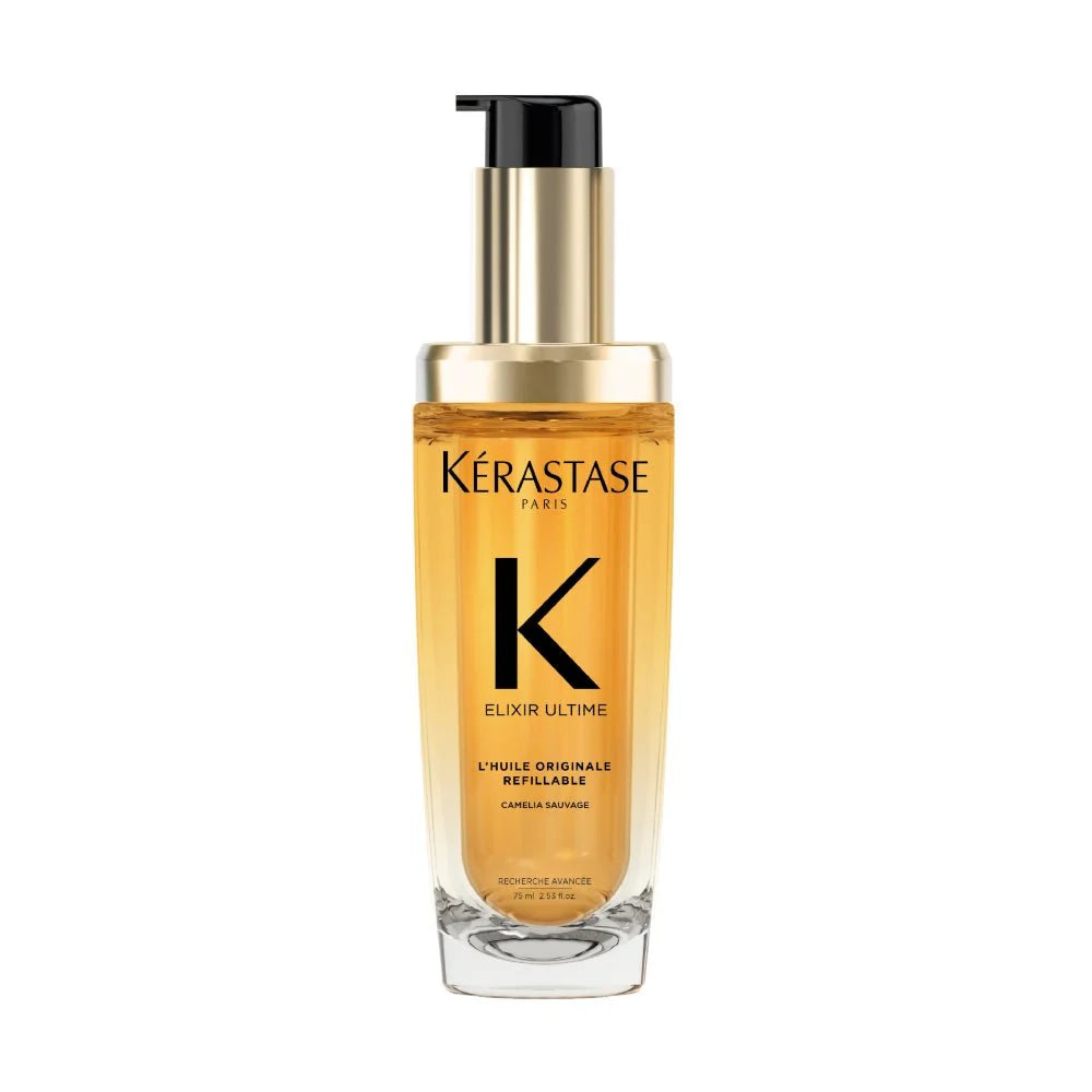 Kérastase Elixir Ultime Hair Oil Refill Capsule Nourishes Dull Hair For All Hair Types Strengthens and Protects Hair From Heat With Argan and Camellia Oil L'Huile Originale 75ml